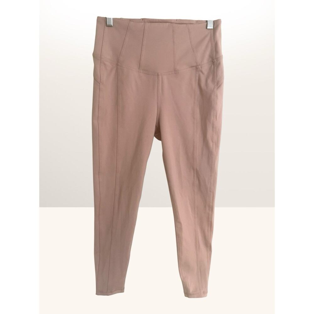 Free People Movement Hybrid Leggings M Latte Pull On High Rise Corset Look Waist